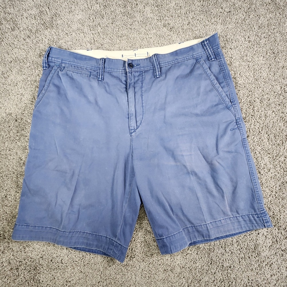 Polo Ralph Lauren Shorts Mens 38 Chino Blue Slim Stretch Flat Front Fading Pony